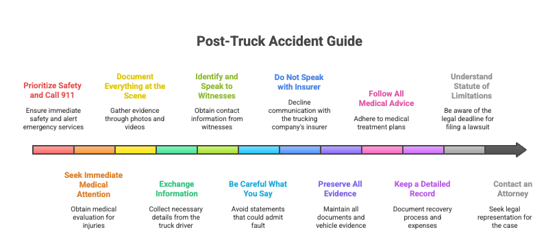 What To Do If You Are Injured In A Truck Accident in a 12 step guide infographic