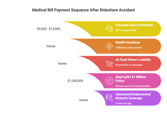 Will Uber or Lyft insurance pay my medical bills after a crash?