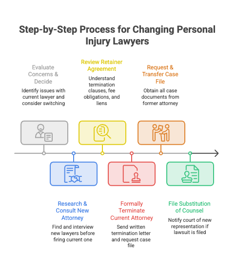 What is the process for changing personal injury lawyers?
